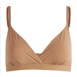 Halara Soft Stretchy Beige Crossover Bralette Womens XS NWT Comfort Bra Wireless